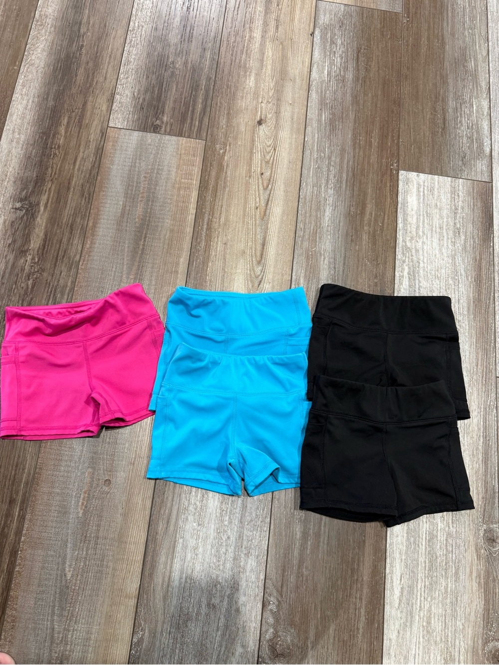 Girls High-Waist Active Shorts - Pink, Blue & Black